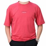 Kırmızı Baskılı Oversize Tişört