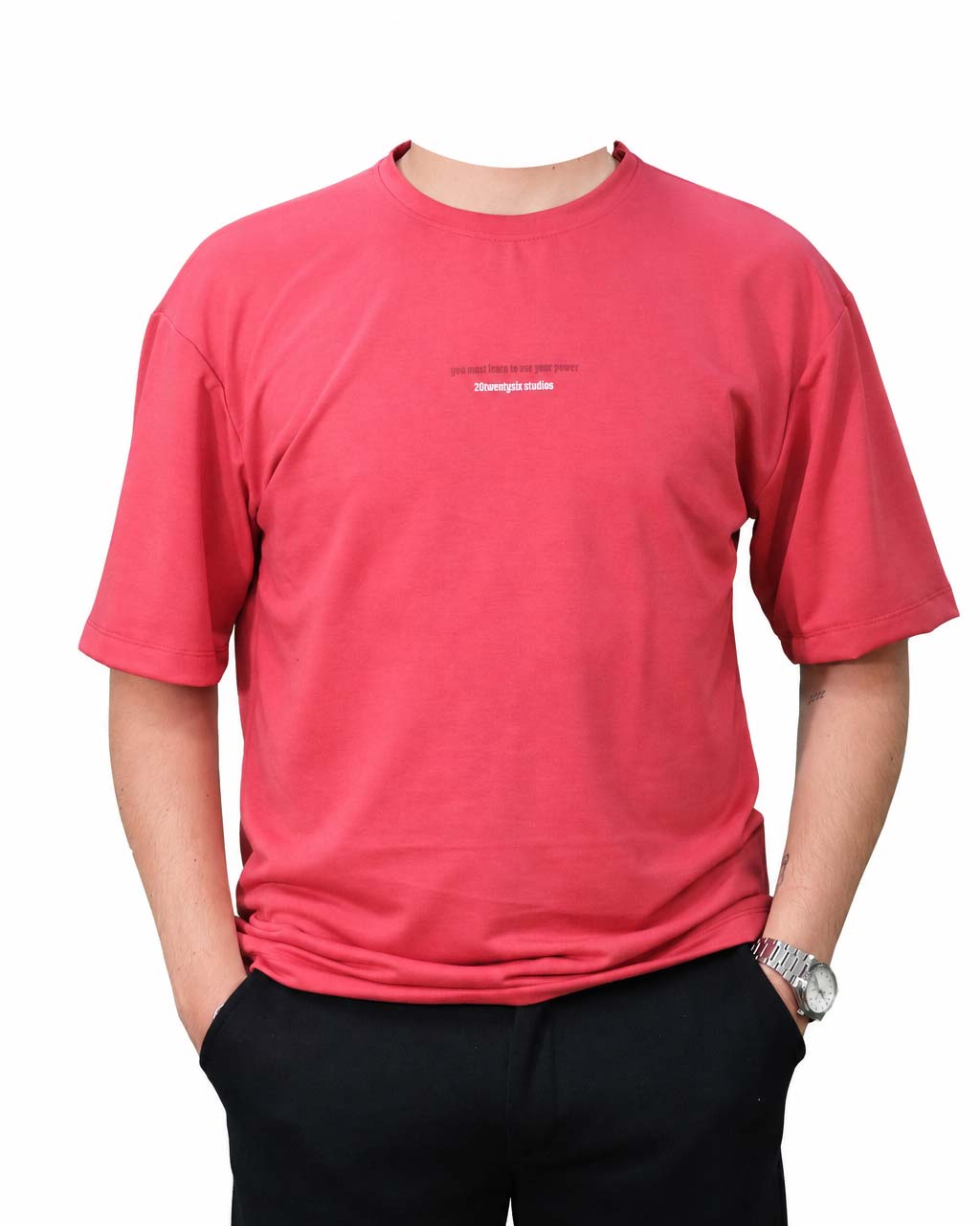 k1 Kırmızı Baskılı Oversize Tişört - Görsel 1