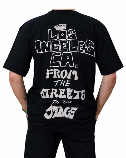 Siyah Los Angeles Baskılı Oversize Tişört